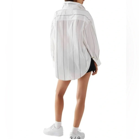 We the free happy hour striped button down oversized shirt womens size small - Picture 3 of 8